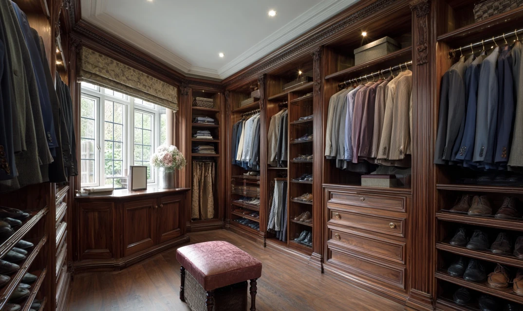 traditional fitted walk in wardrobe design