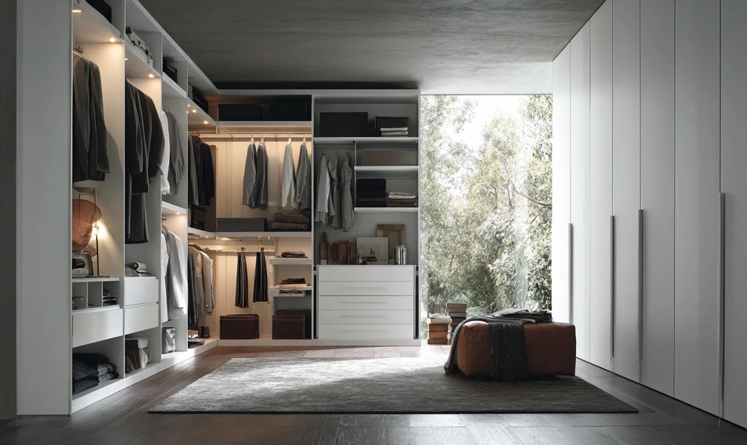 white and grey wardrobe design
