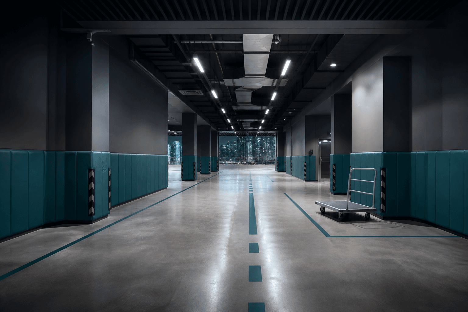 Protected loading bay and trolley route prepared for a premium furniture delivery