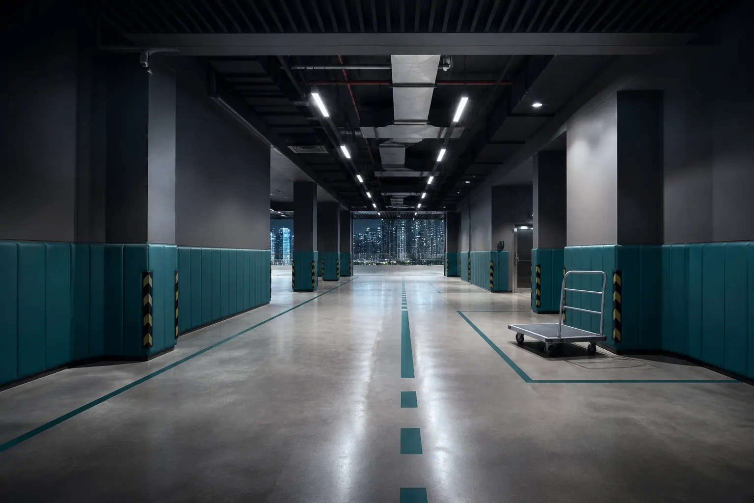 Protected loading bay and trolley route prepared for a premium furniture delivery